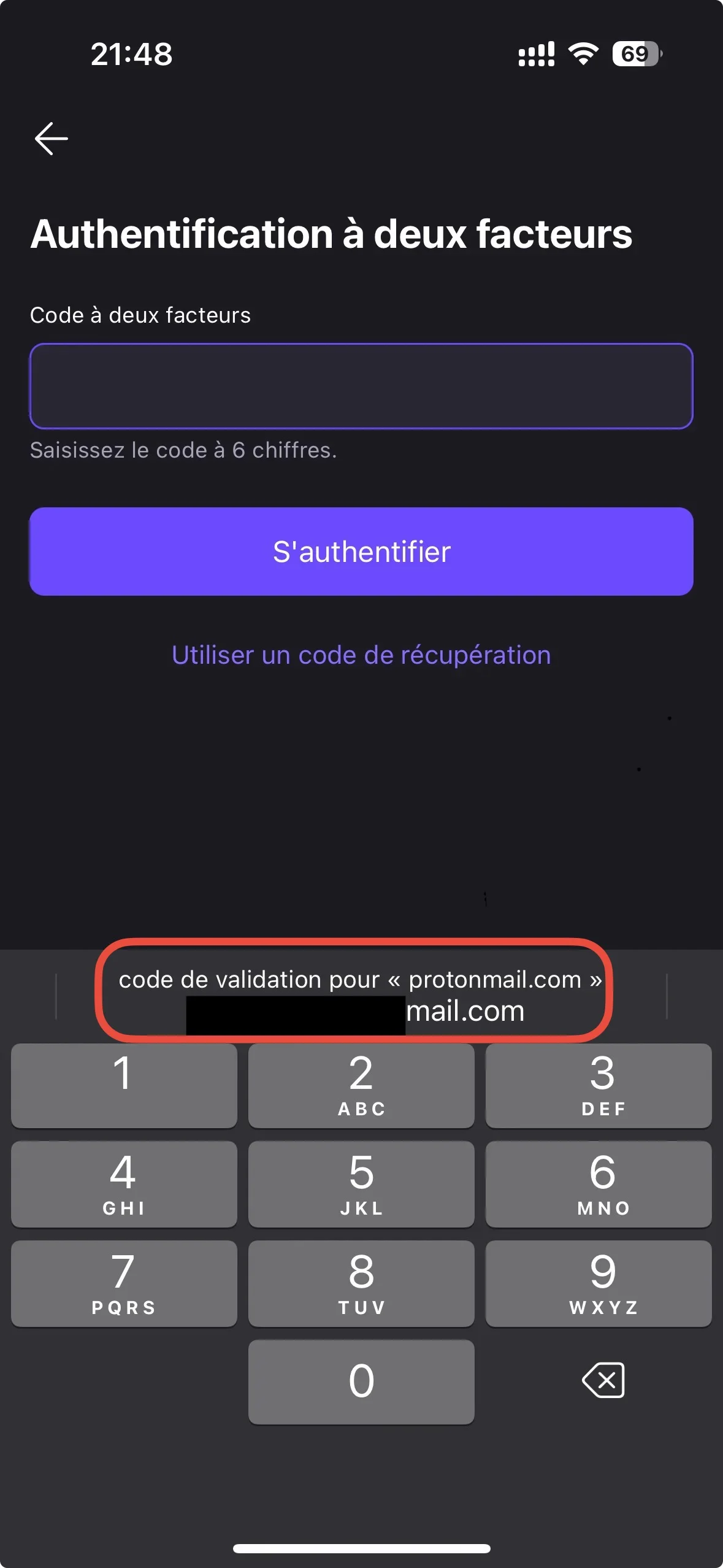 Remplissage automatique Code 2FA avec iOS