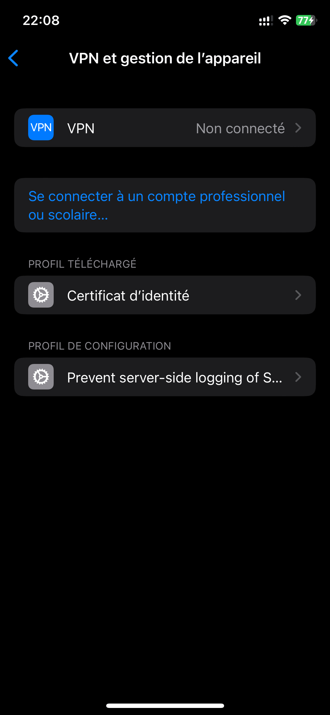 Paramétrer iOS pour certificat SMIME