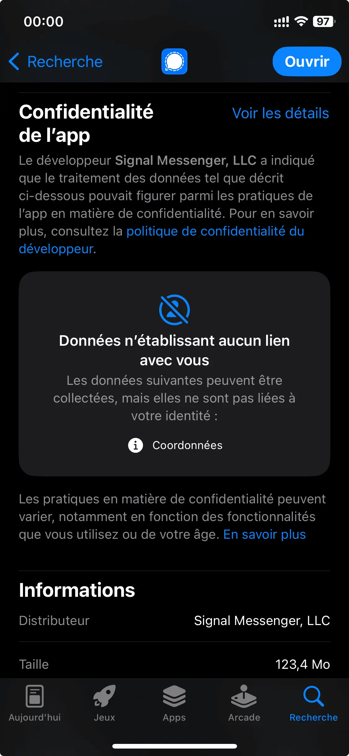 Confidentialité messagerie Signal